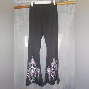 Black Floral Embroidered Pants